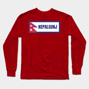 Nepalgunj City with Nepal Flag Long Sleeve T-Shirt